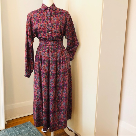 Liberty of London Dresses & Skirts - Vintage 80s Liberty print matching shirt & skirt